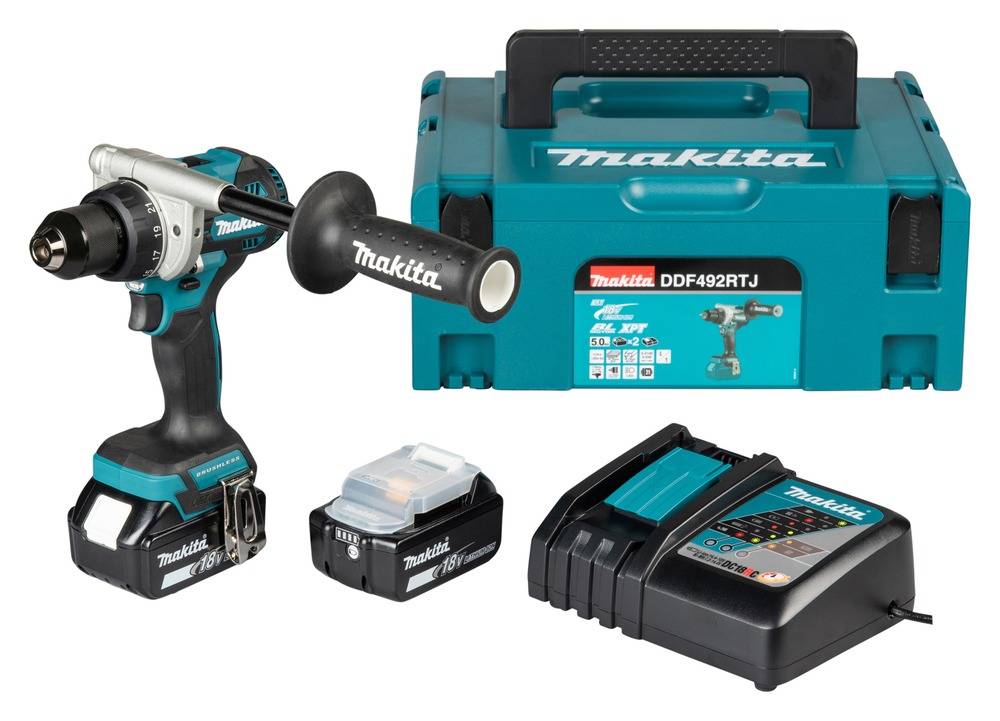 Perceuse-visseuse sans fil 18V - MAKITA -avec 2 batteries 5Ah - chargeur rapide – MAKPAC - DDF492RTJ - Image 1