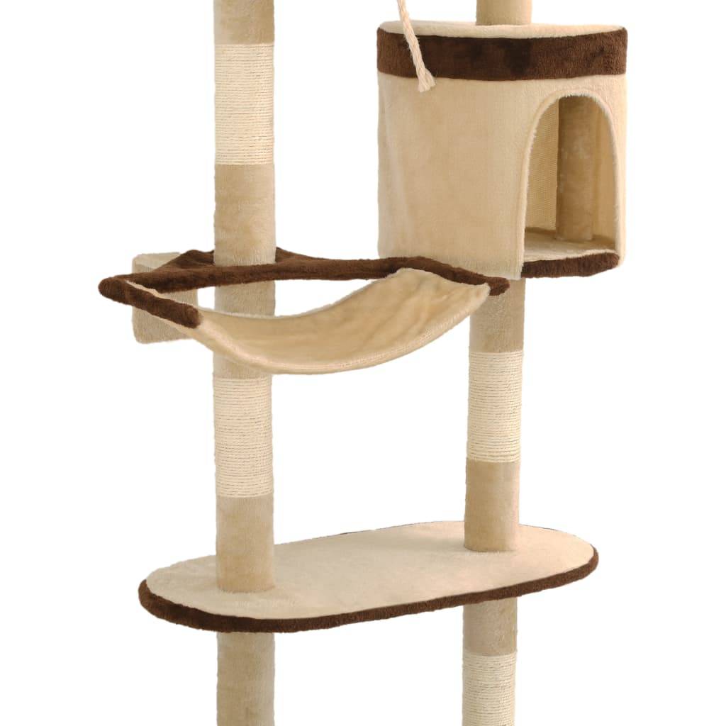 Arbre à chat bois et sisal beige et marron 60 x 30 x 194 cm - PANGIVO - Image 7