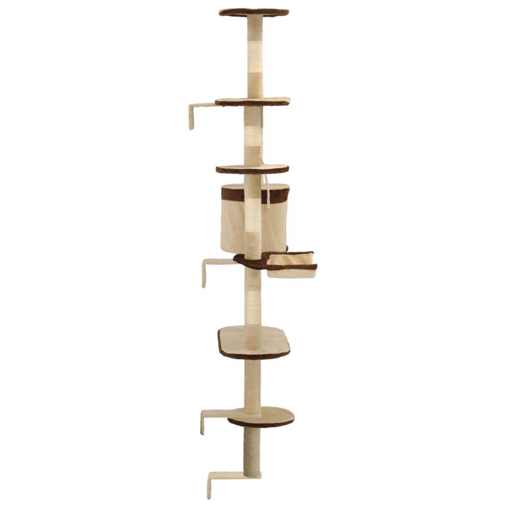 Arbre à chat bois et sisal beige et marron 60 x 30 x 194 cm - PANGIVO - Image 5