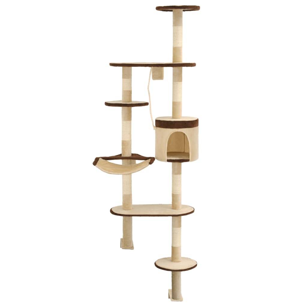Arbre à chat bois et sisal beige et marron 60 x 30 x 194 cm - PANGIVO - Image 2