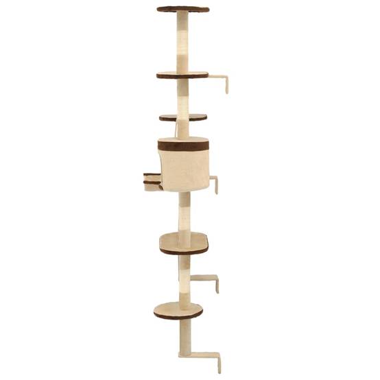 Arbre à chat bois et sisal beige et marron 60 x 30 x 194 cm - PANGIVO - Image 4