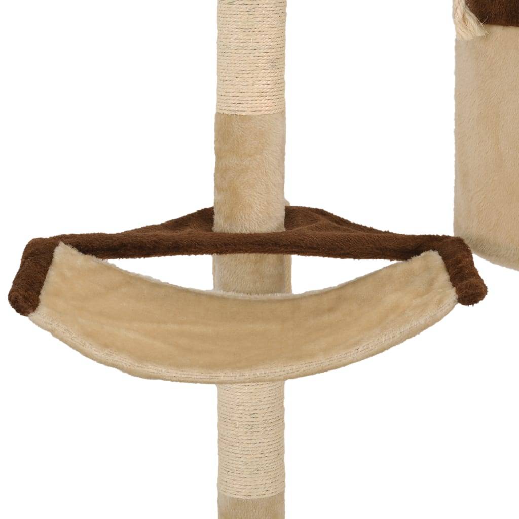 Arbre à chat bois et sisal beige et marron 60 x 30 x 194 cm - PANGIVO - Image 8