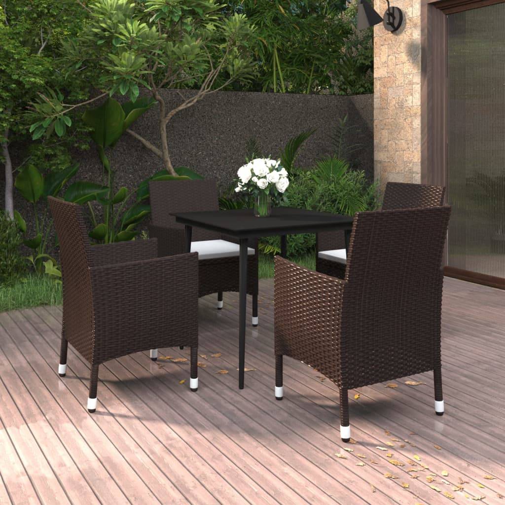 Vidaxl - Ensemble à manger de jardin coussins 5 pcs Résine tressée Verre vidaXL 3099722 - Image 1