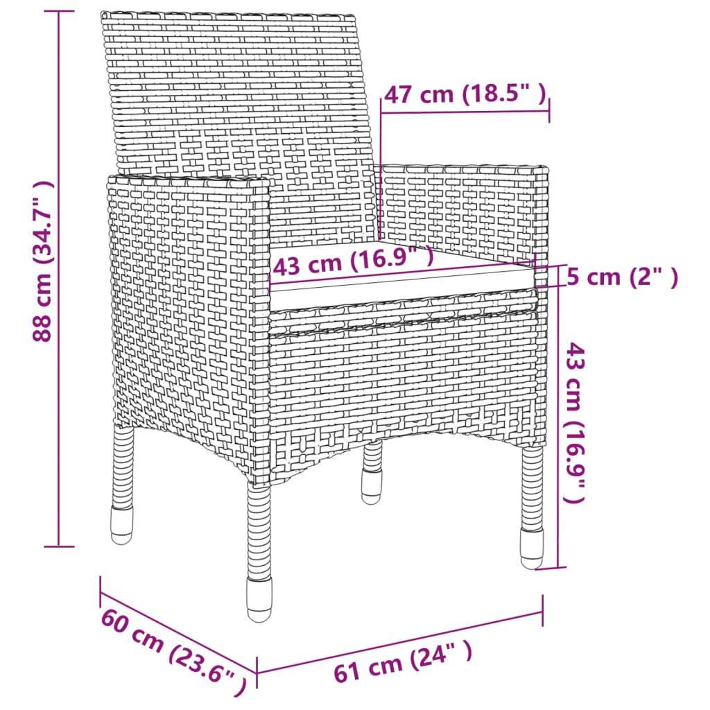 Vidaxl - Ensemble à manger de jardin coussins 5 pcs Résine tressée Verre vidaXL 3099722 - Image 3