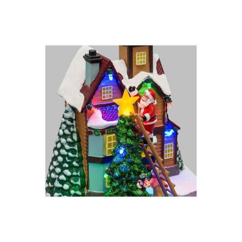 Lotti - Village de noël lumineux animé Père Noël sur échelle et Petit Train Tournant LED Musique Lotti - Image 4