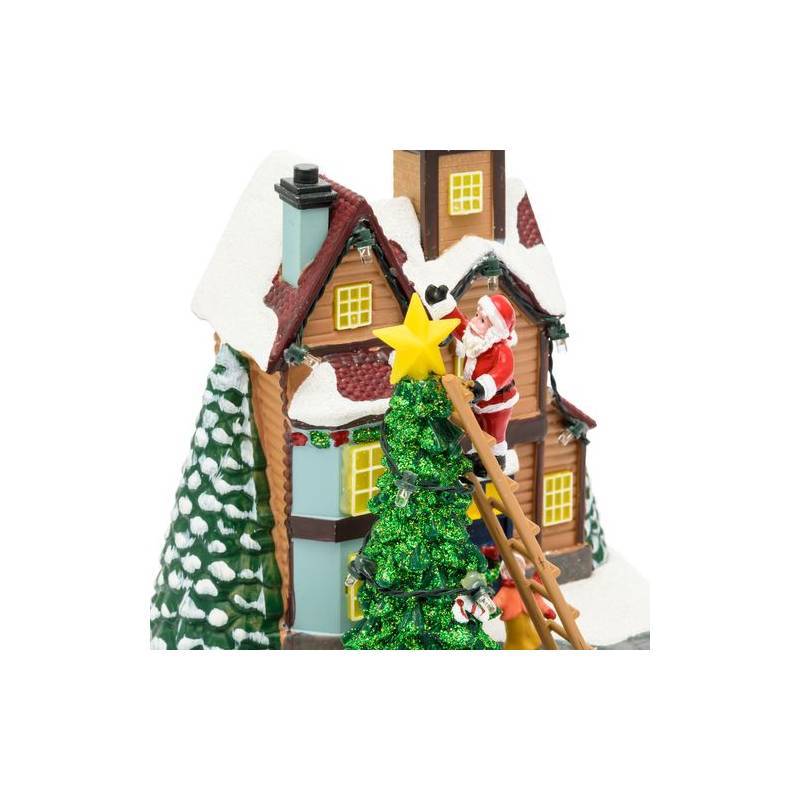Lotti - Village de noël lumineux animé Père Noël sur échelle et Petit Train Tournant LED Musique Lotti - Image 6