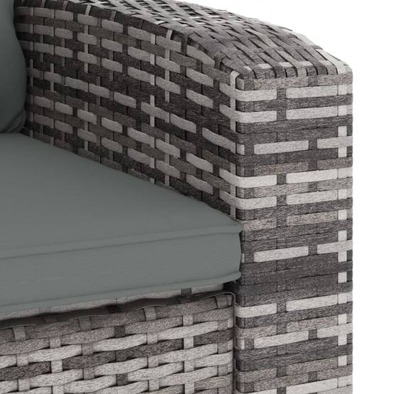 Fauteuil de jardin inclinable - Chaise de jardin - Fauteuil d'extérieur avec coussins gris résine tressée - MEUBLE PRO - Image 7