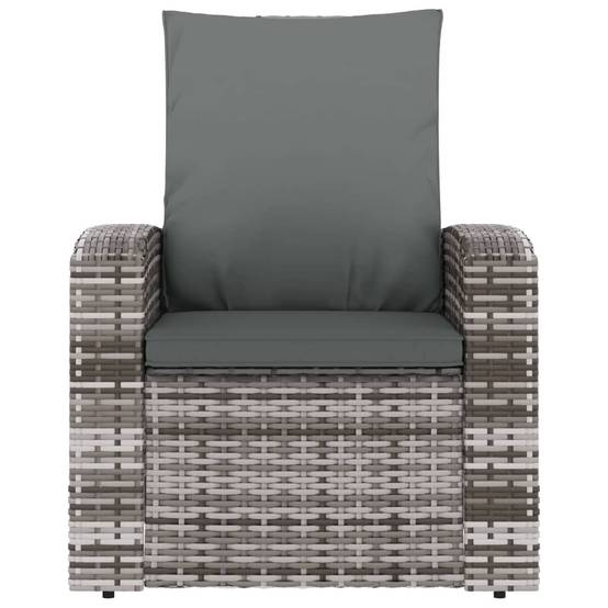 Fauteuil de jardin inclinable - Chaise de jardin - Fauteuil d'extérieur avec coussins gris résine tressée - MEUBLE PRO - Image 3