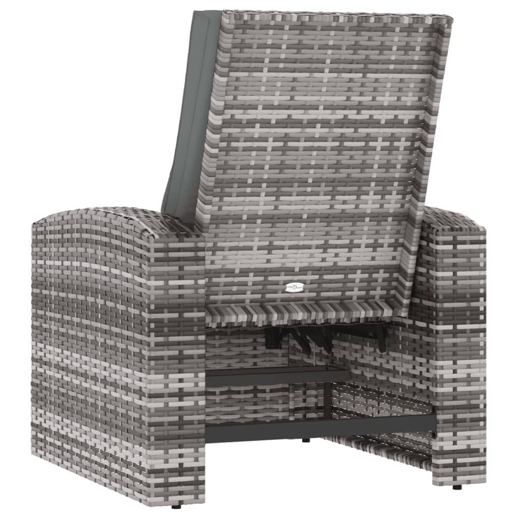 Fauteuil de jardin inclinable - Chaise de jardin - Fauteuil d'extérieur avec coussins gris résine tressée - MEUBLE PRO - Image 5
