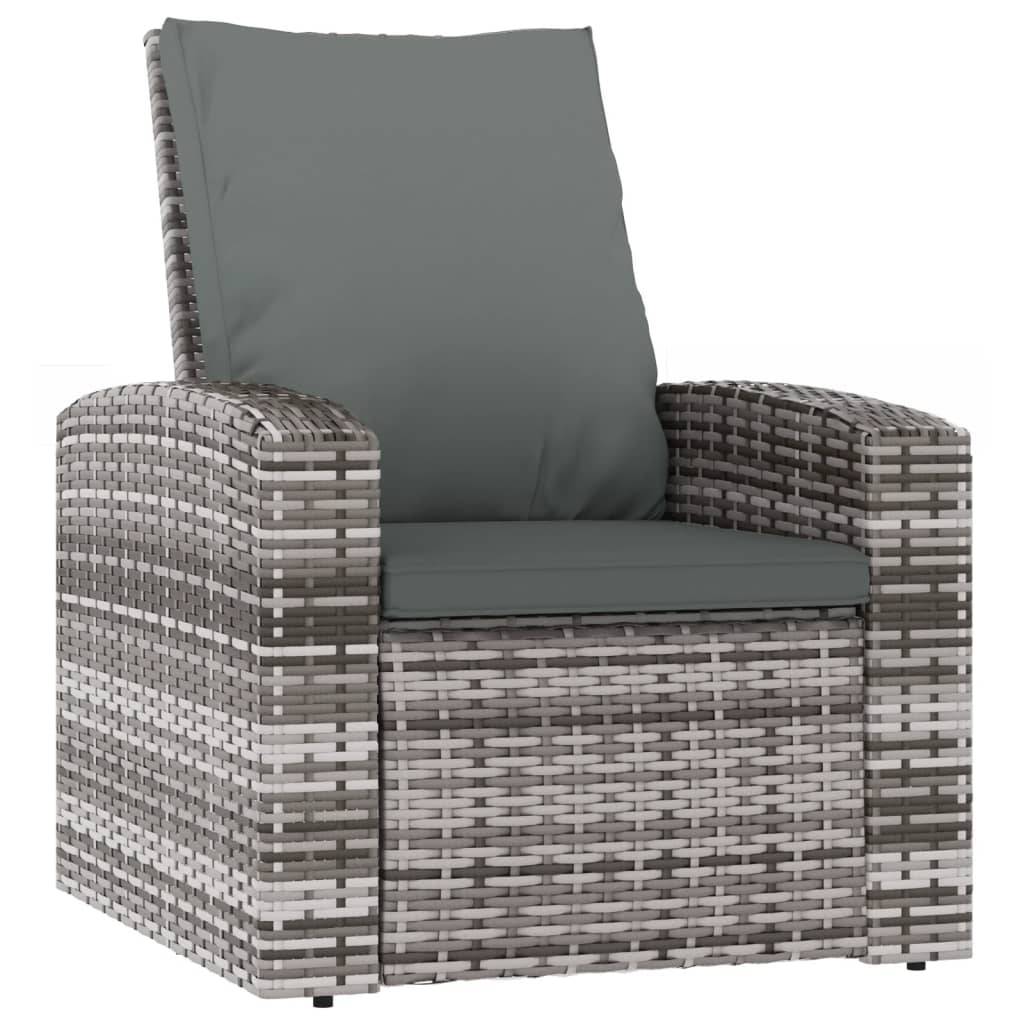 Fauteuil de jardin inclinable - Chaise de jardin - Fauteuil d'extérieur avec coussins gris résine tressée - MEUBLE PRO - Image 1
