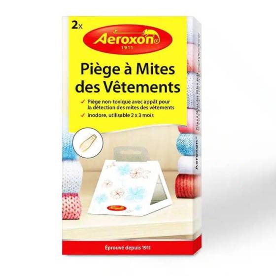 Aeroxon - Piège à mites des vêtements - Lot de 2 pièges adhésifs