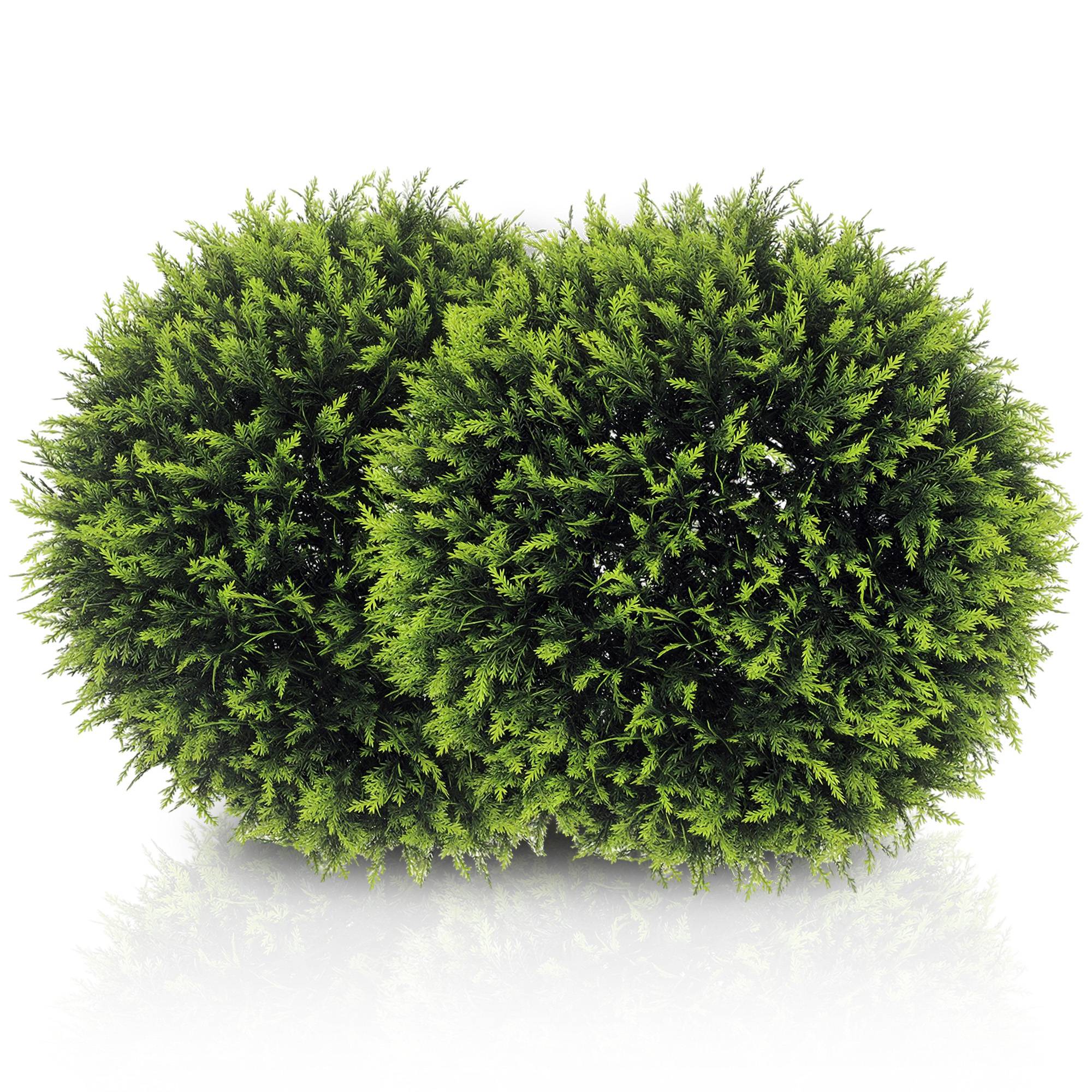 Boule Cèdre Artificielle Lot 2 Plastique Jardin Entrée Paysagisme Moderne 45cm Vert - ComfortXL Outdoor Living - Image 1
