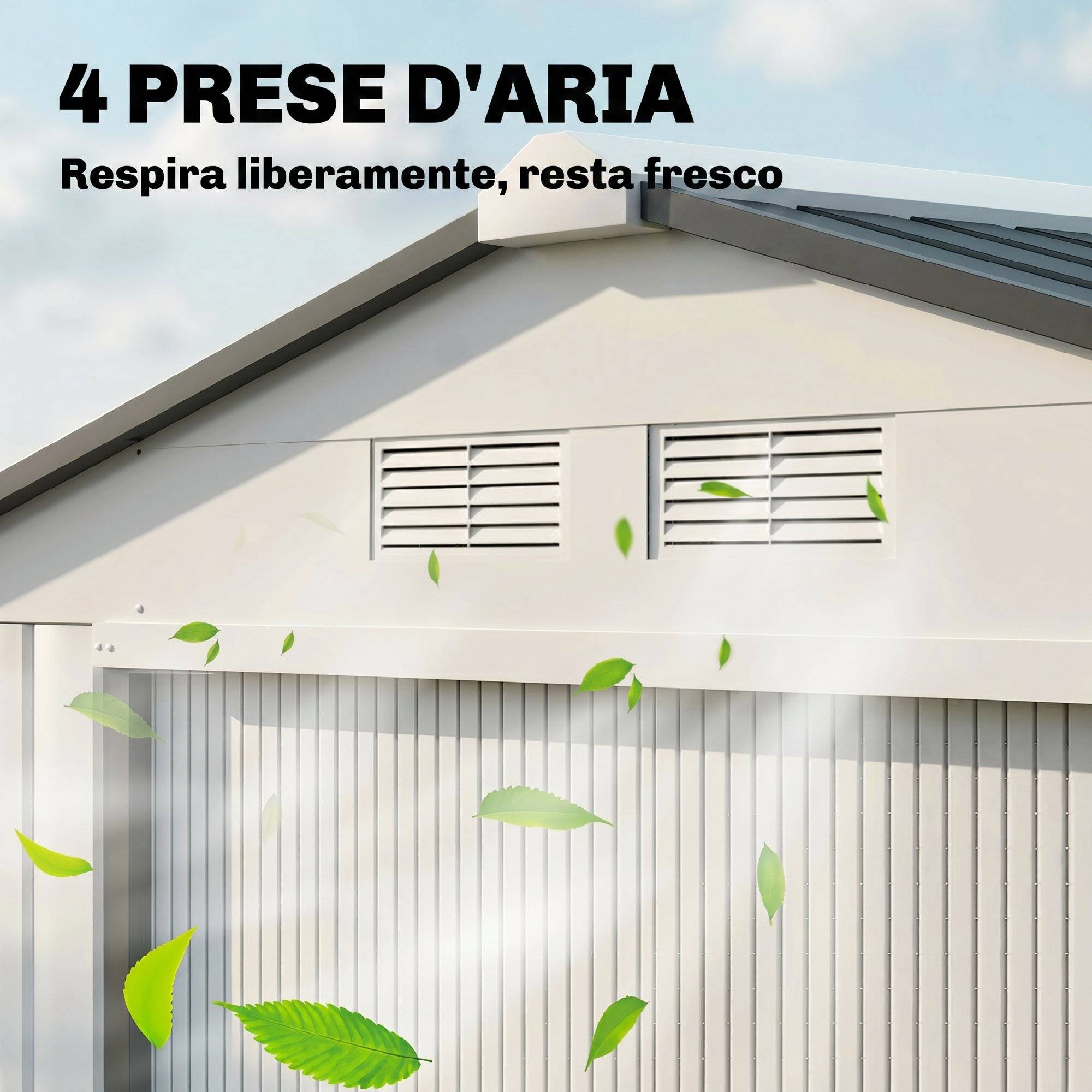 Abri de jardin en acier toit incliné pour rangement outils extérieur 213x130x185 cm blanc - ComfortXL Outdoor Living - Image 10