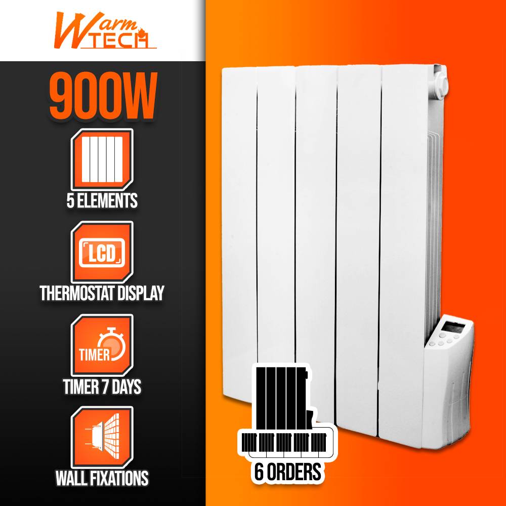 Radiateur inertie fluide 900 W 5 éléments - Warm Tech - Image 2