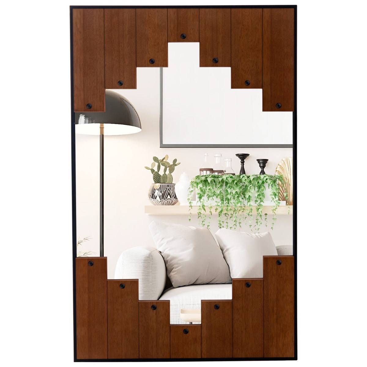 Helloshop26 - Miroir mural rectangulaire décoratif grand miroir mural 100 x 66 cm avec cadre en forme de touches de piano crochet bidirectionnel pour salon noir - Image 2