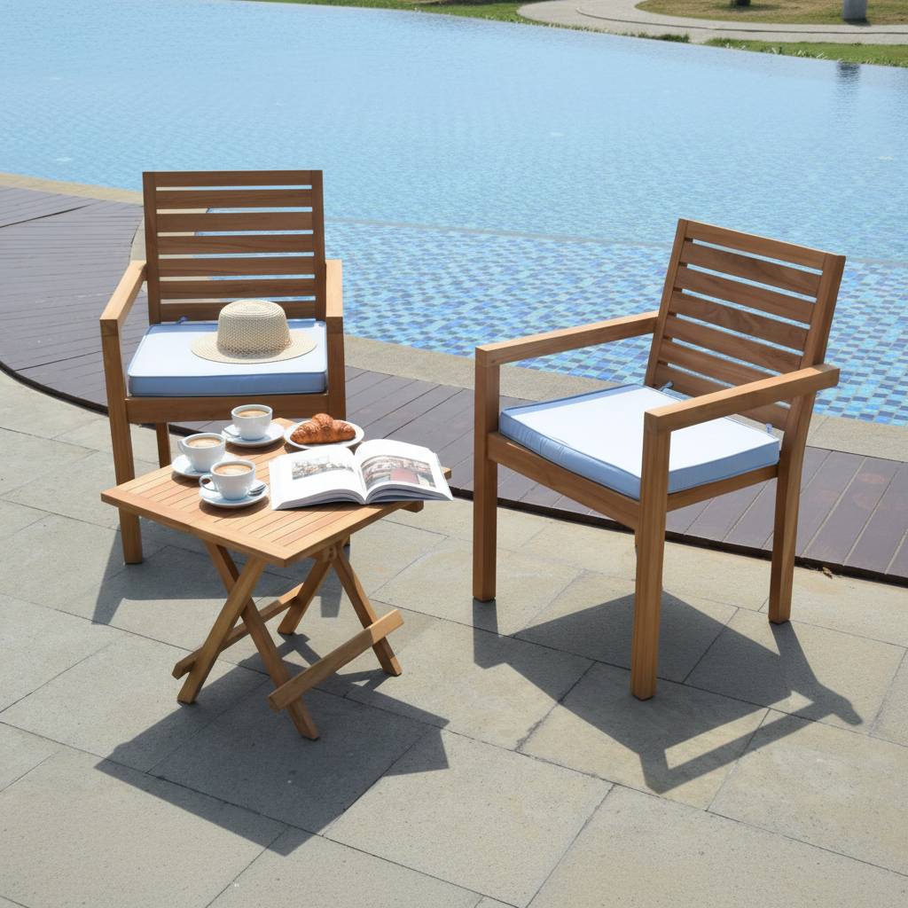 Teck'Attitude - Fauteuils de jardin empilables en teck Tivoli (lot de 2) - TECK'Attitude - Image 2