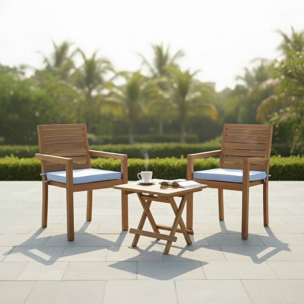 Teck'Attitude - Fauteuils de jardin empilables en teck Tivoli (lot de 2) - TECK'Attitude - Image 4