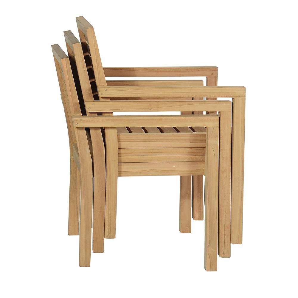 Teck'Attitude - Fauteuils de jardin empilables en teck Tivoli (lot de 2) - TECK'Attitude - Image 3