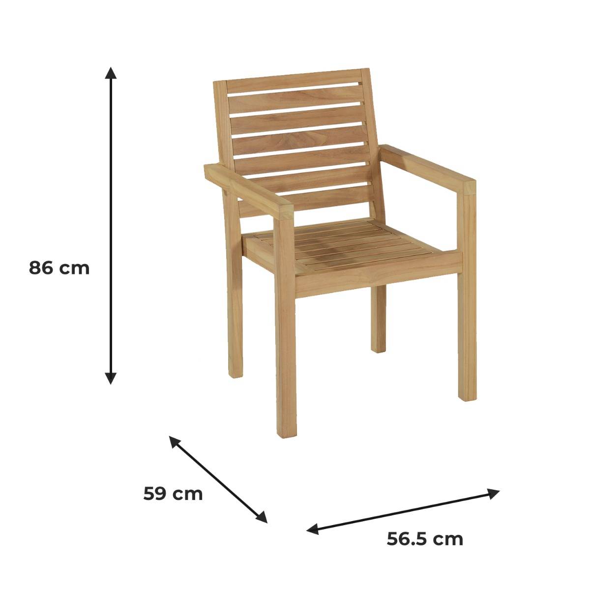 Teck'Attitude - Fauteuils de jardin empilables en teck Tivoli (lot de 2) - TECK'Attitude - Image 9