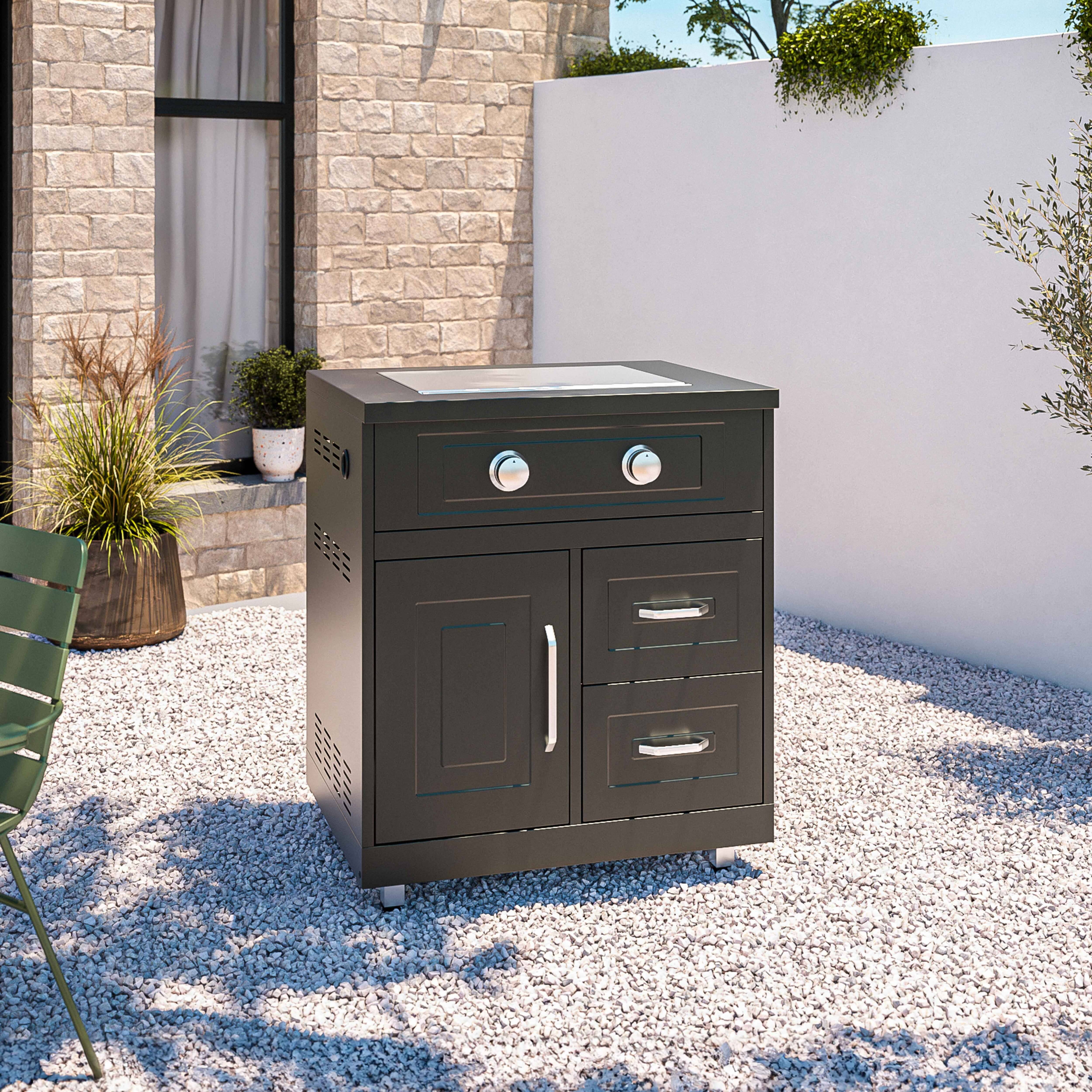 Oviala - Meuble gazinière 2 brûleurs pour cuisine extérieure Memphis - Oviala - Image 1