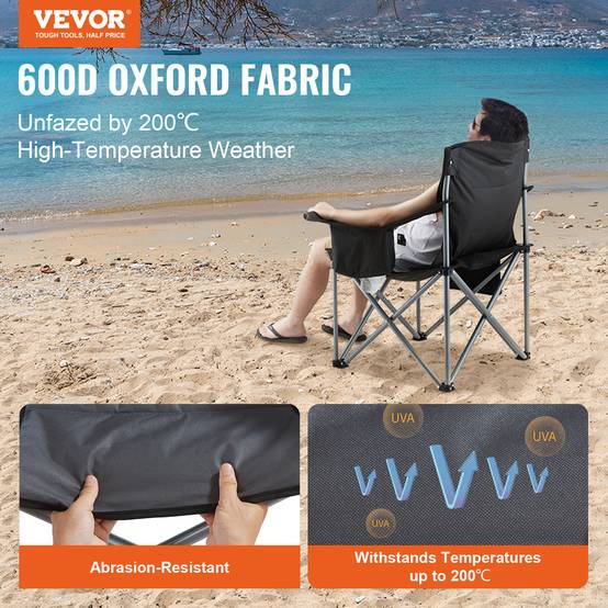 Chaise camping pliable, charge 158 kg, inox. Avec porte-gobelet, 3 sacs rangement. Pour pêche, pique-nique. - Image 2