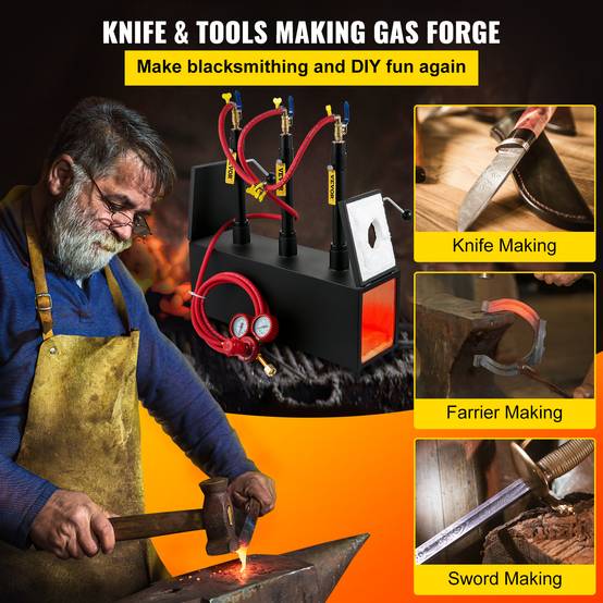VEVOR Forge à Gaz Propane 15 L, Four de Fusion Portable avec 3 Brûleurs, 230 kWh, pour Forgeage Métaux. - Image 2