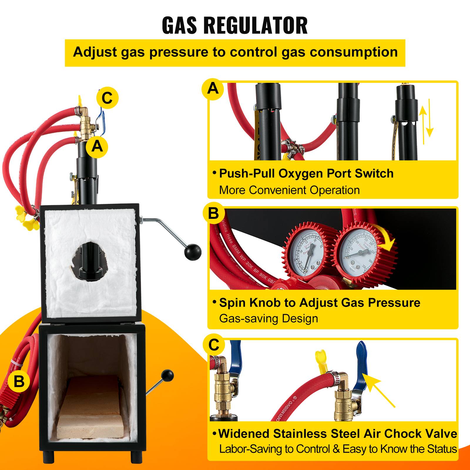 VEVOR Forge à Gaz Propane 15 L, Four de Fusion Portable avec 3 Brûleurs, 230 kWh, pour Forgeage Métaux. - Image 5