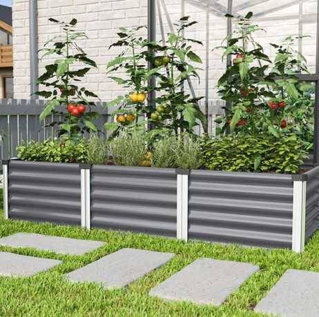 Vitavia - Carré potager Linus IN-OUT S – bac Zincalume®, Couleur Granit/Aluminium - Image 1