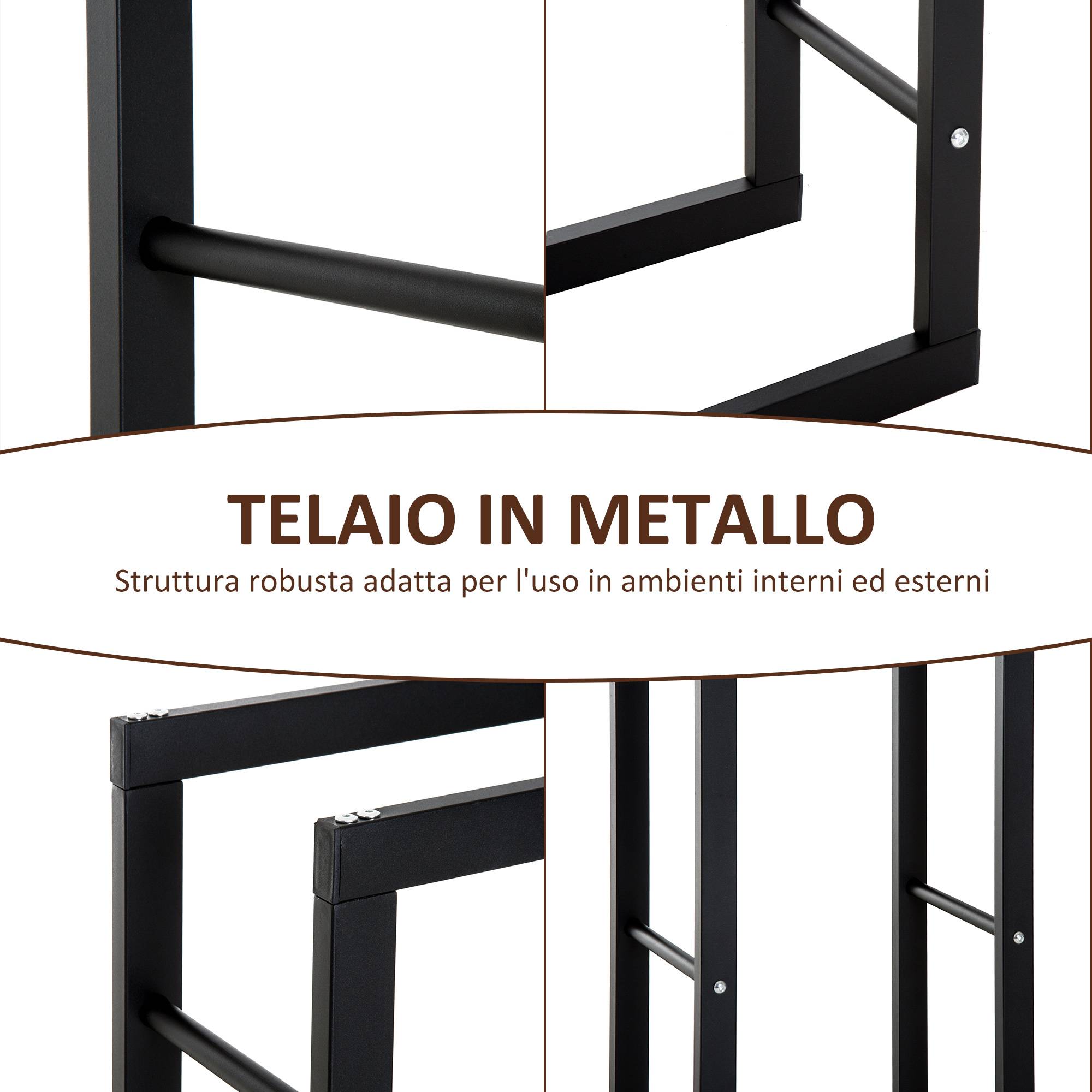 Support vertical à bûches en métal noir pour une utilisation intérieure et extérieure, capacité de charge maximale de 100 kg, 40 x 25 x 100 cm - Image 9