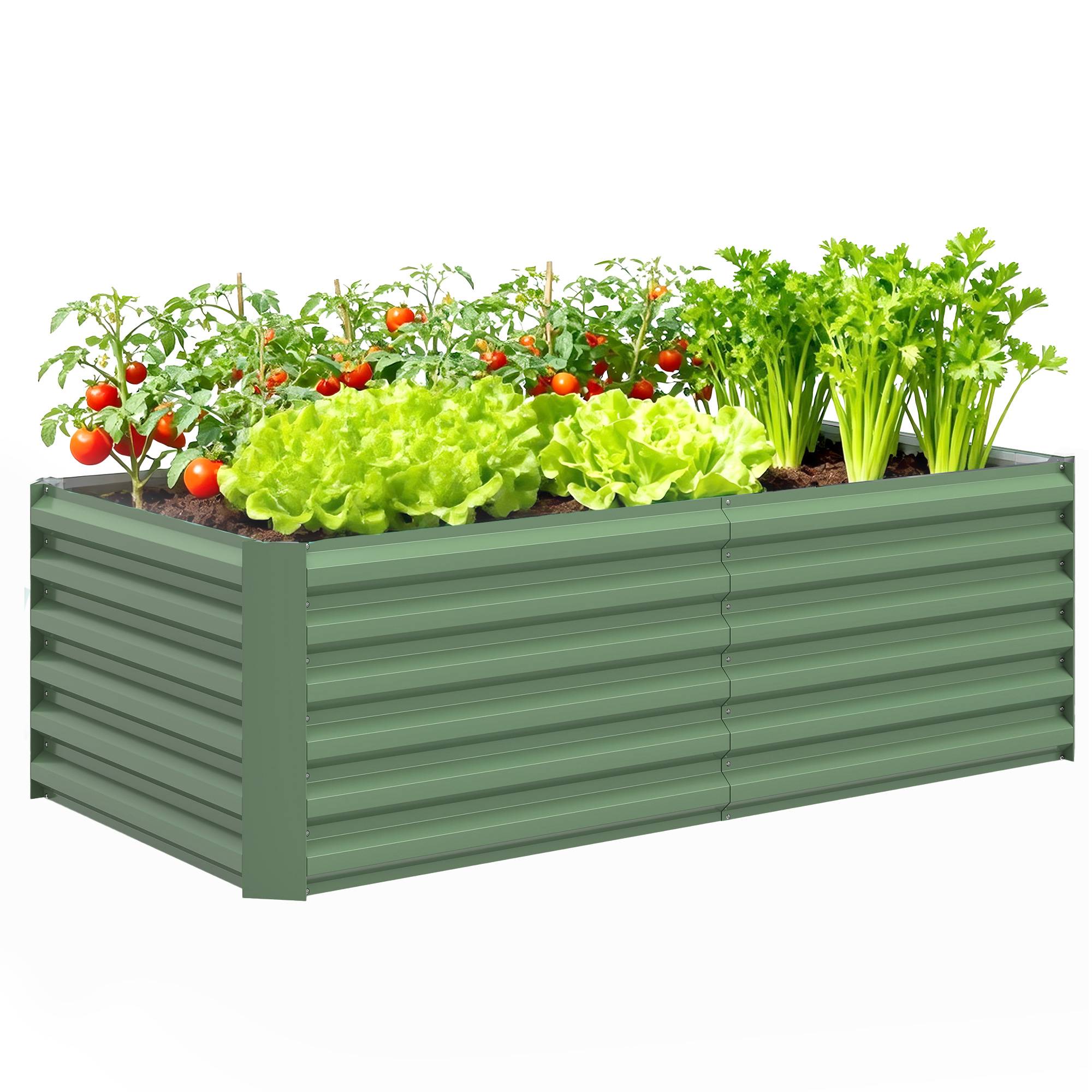 Sans Marque - Jardinière surélevée en acier galvanisé, lit de jardin avec fond ouvert, 180 x 90 x 57,5 cm, vert clair - Image 1