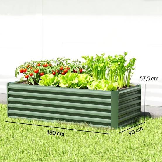 Sans Marque - Jardinière surélevée en acier galvanisé, lit de jardin avec fond ouvert, 180 x 90 x 57,5 cm, vert clair - Image 5