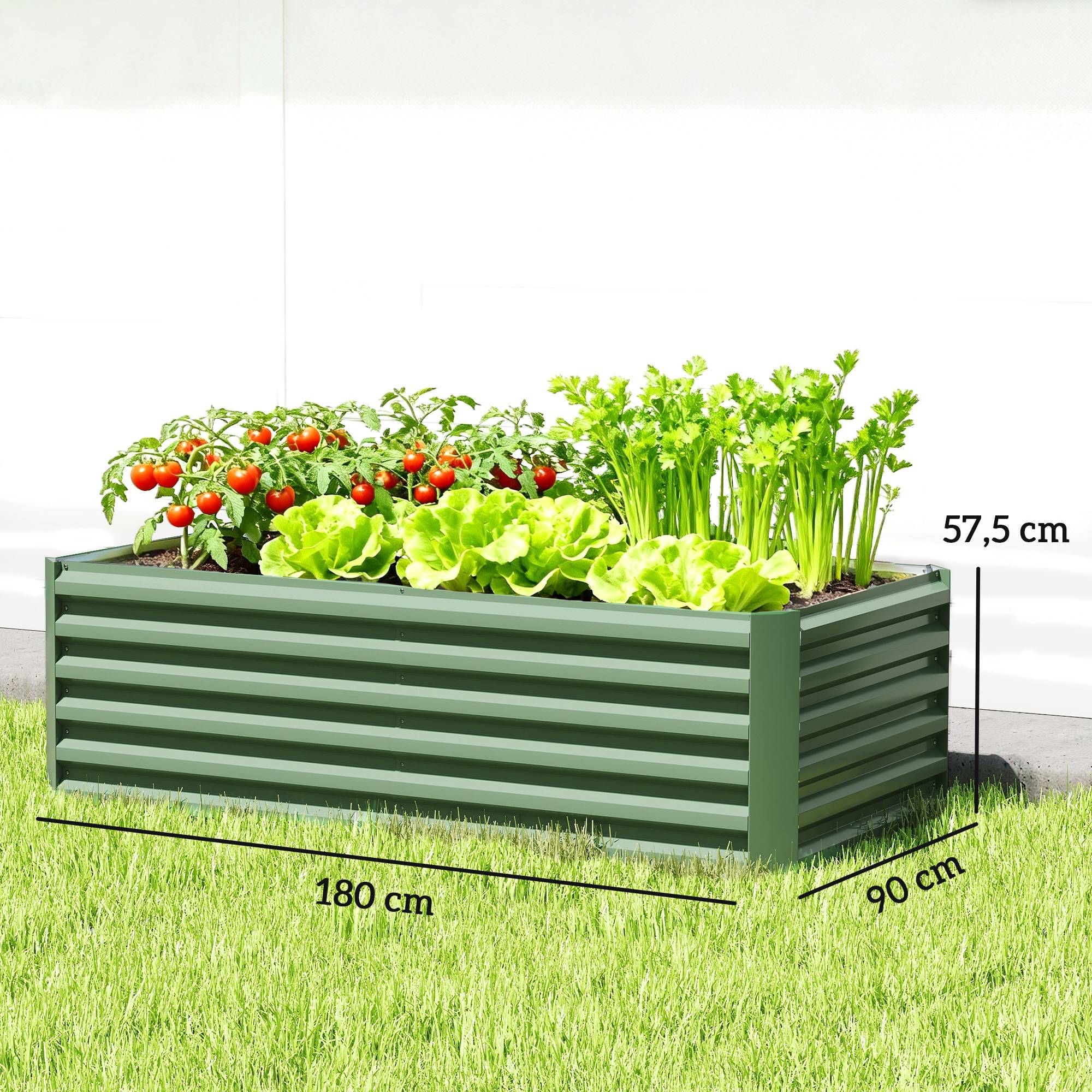 Sans Marque - Jardinière surélevée en acier galvanisé, lit de jardin avec fond ouvert, 180 x 90 x 57,5 cm, vert clair - Image 5