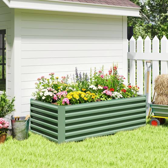 Sans Marque - Jardinière surélevée en acier galvanisé, lit de jardin avec fond ouvert, 180 x 90 x 57,5 cm, vert clair - Image 10
