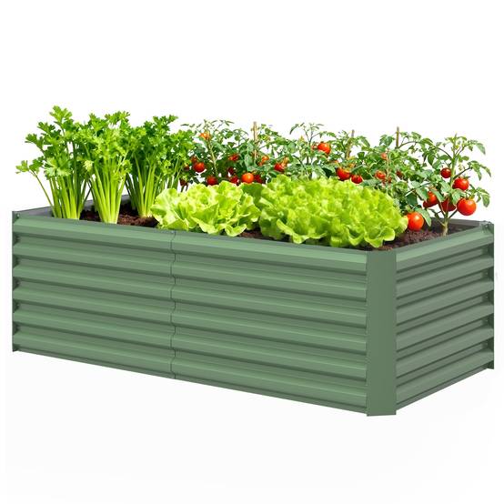 Sans Marque - Jardinière surélevée en acier galvanisé, lit de jardin avec fond ouvert, 180 x 90 x 57,5 cm, vert clair - Image 2