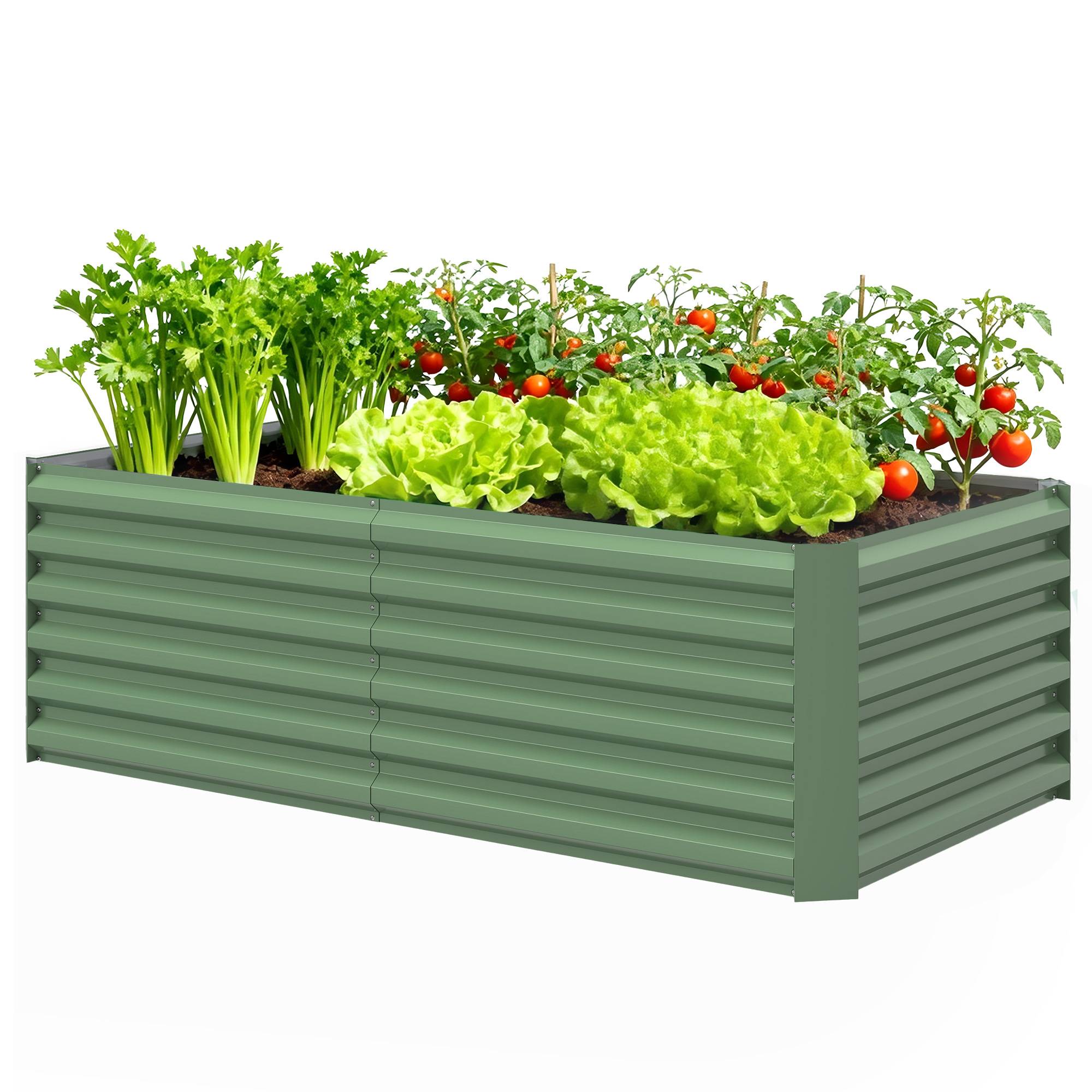 Sans Marque - Jardinière surélevée en acier galvanisé, lit de jardin avec fond ouvert, 180 x 90 x 57,5 cm, vert clair - Image 2