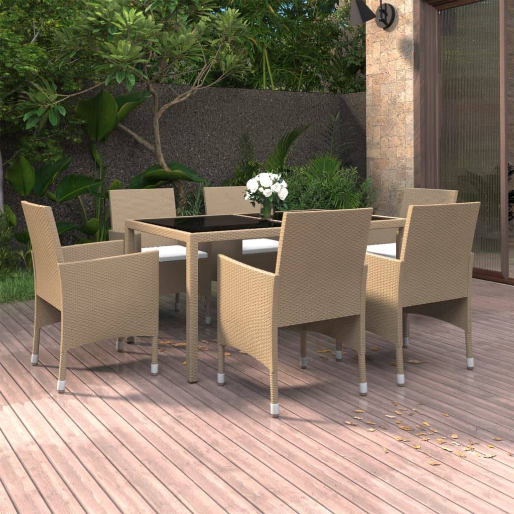 Vidaxl - Ensemble à Manger de jardin 7pcs Résine tressée et verre trempé vidaXL 3058430 - Image 1