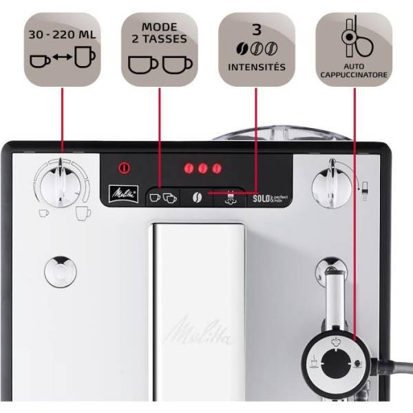 Machine a café expresso avec broyeur MELITTA Solo & Perfect Milk E957-203 - Argent - 15 bars - 1400 Watts - Image 4