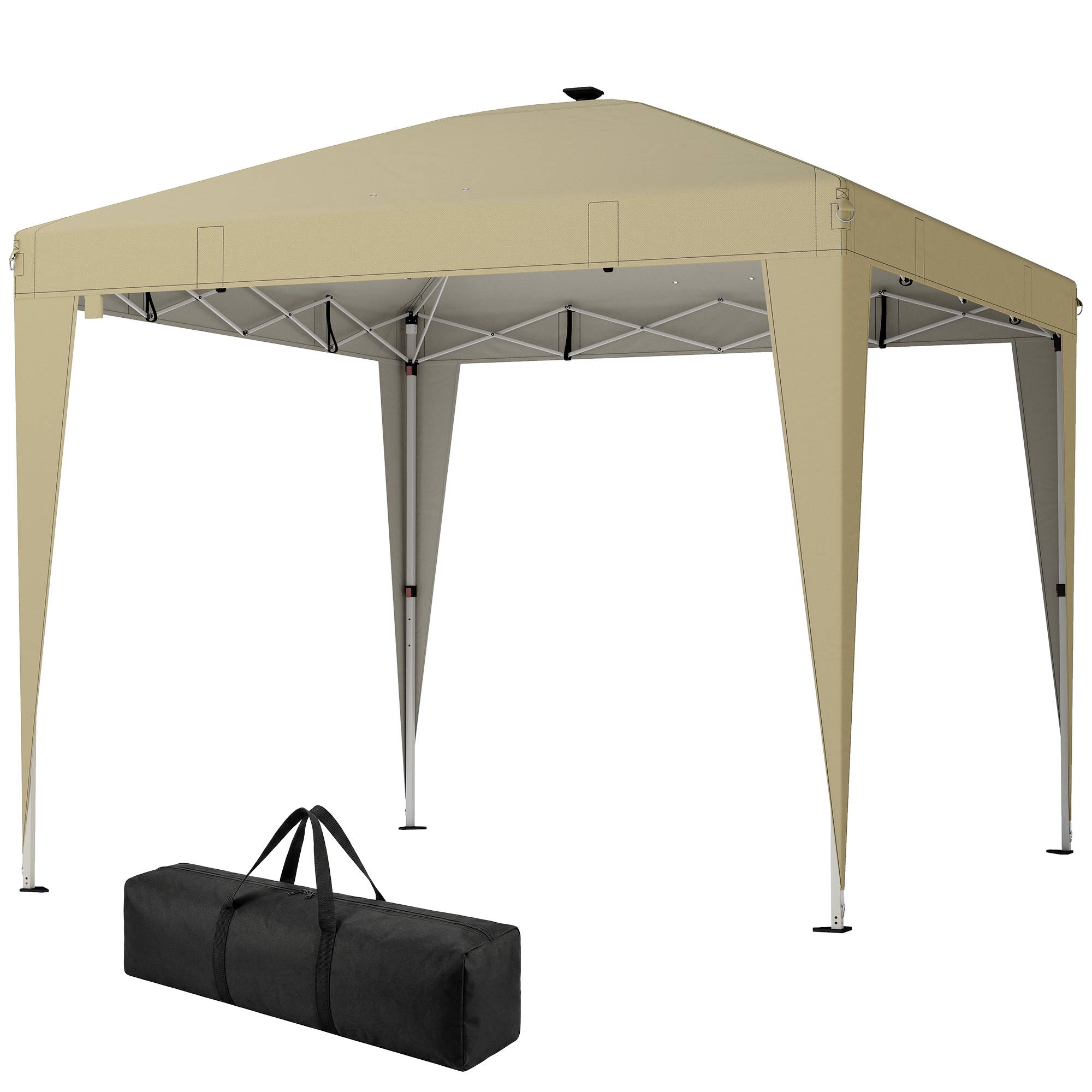 Tonnelle pliante métal et tissu Oxford crème 297 x 297 x 288 cm - PANGIVO - Image 2
