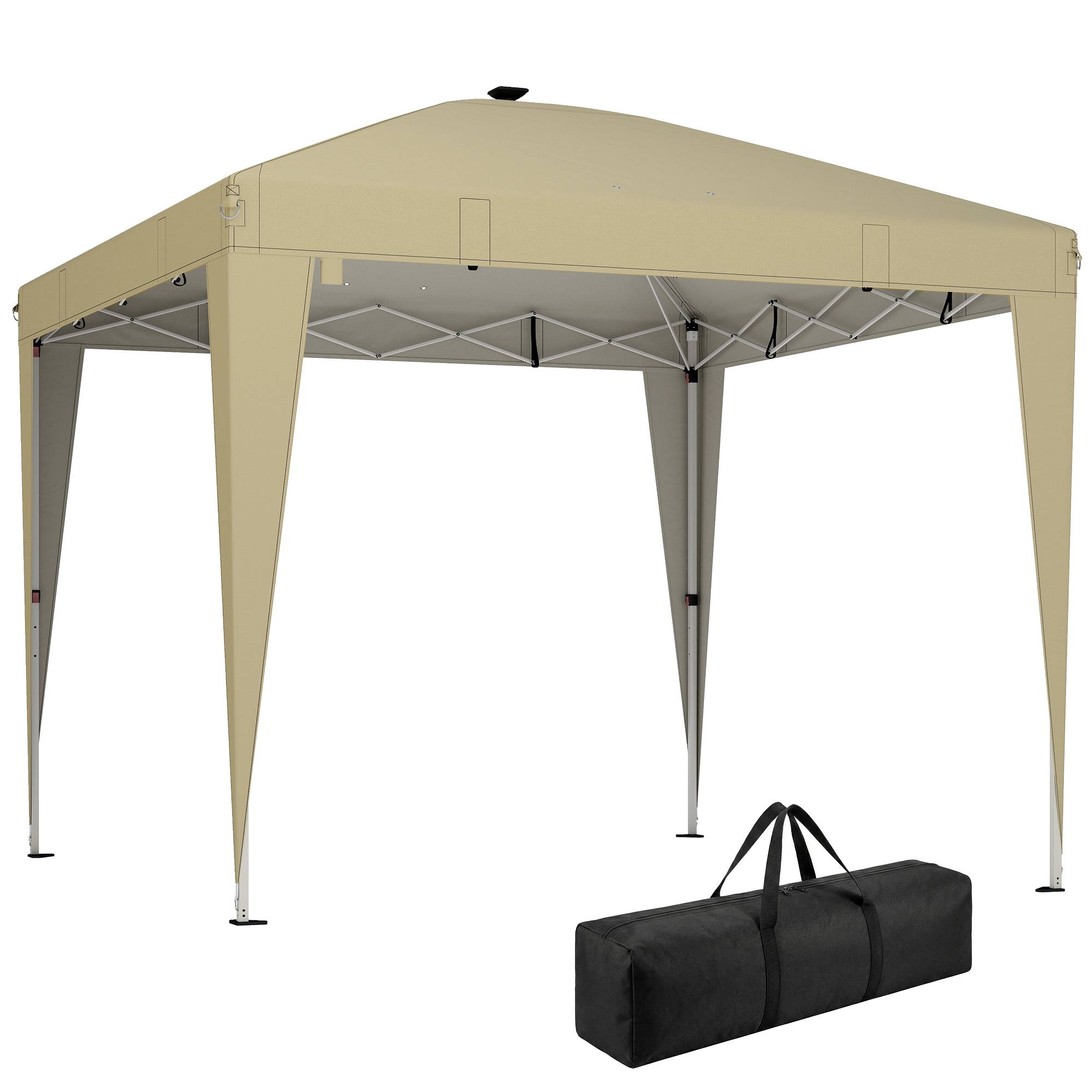 Tonnelle pliante métal et tissu Oxford crème 297 x 297 x 288 cm - PANGIVO - Image 1