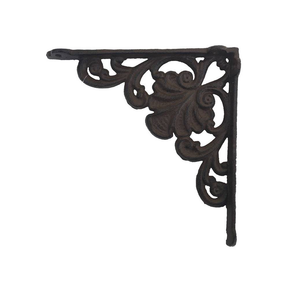Equerre fixation étagère vintage ancienne fonte marron 20 x 21 cm Chemin de campagne - Image 1