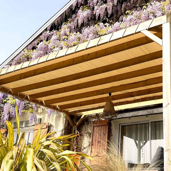 Toile Pergola Blanc Crème 5x8 m LP640PR - Garantie 8 ans - Bâche Pergola ou Tonnelle étanche en PVC pour terrasse TECPLAST - Image 1