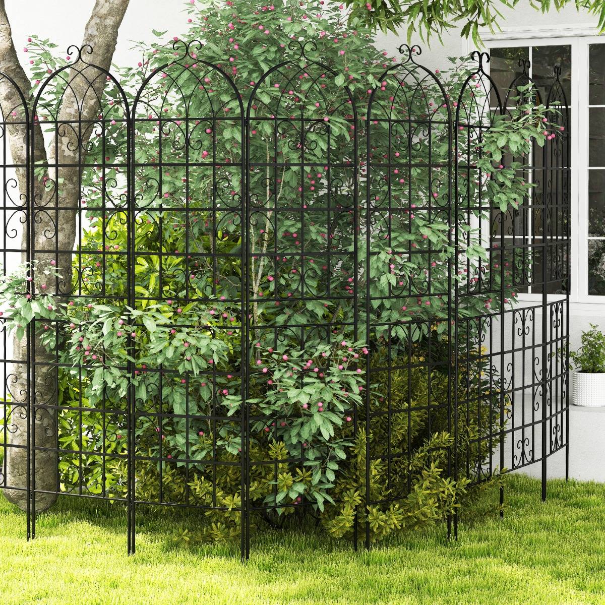 Lot de 2 Treillis de Jardin en Métal 220x50cm Treillis Décoratif Extérieur pour Plantes Grimpantes - Image 2