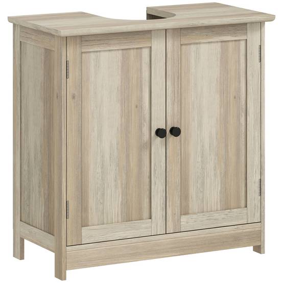 Sans Marque - Meuble sous Lavabo Salle Bain Placard 2 Portes Étagère réglable Anti-Humidité 60x30x60 cm Gris - Image 1
