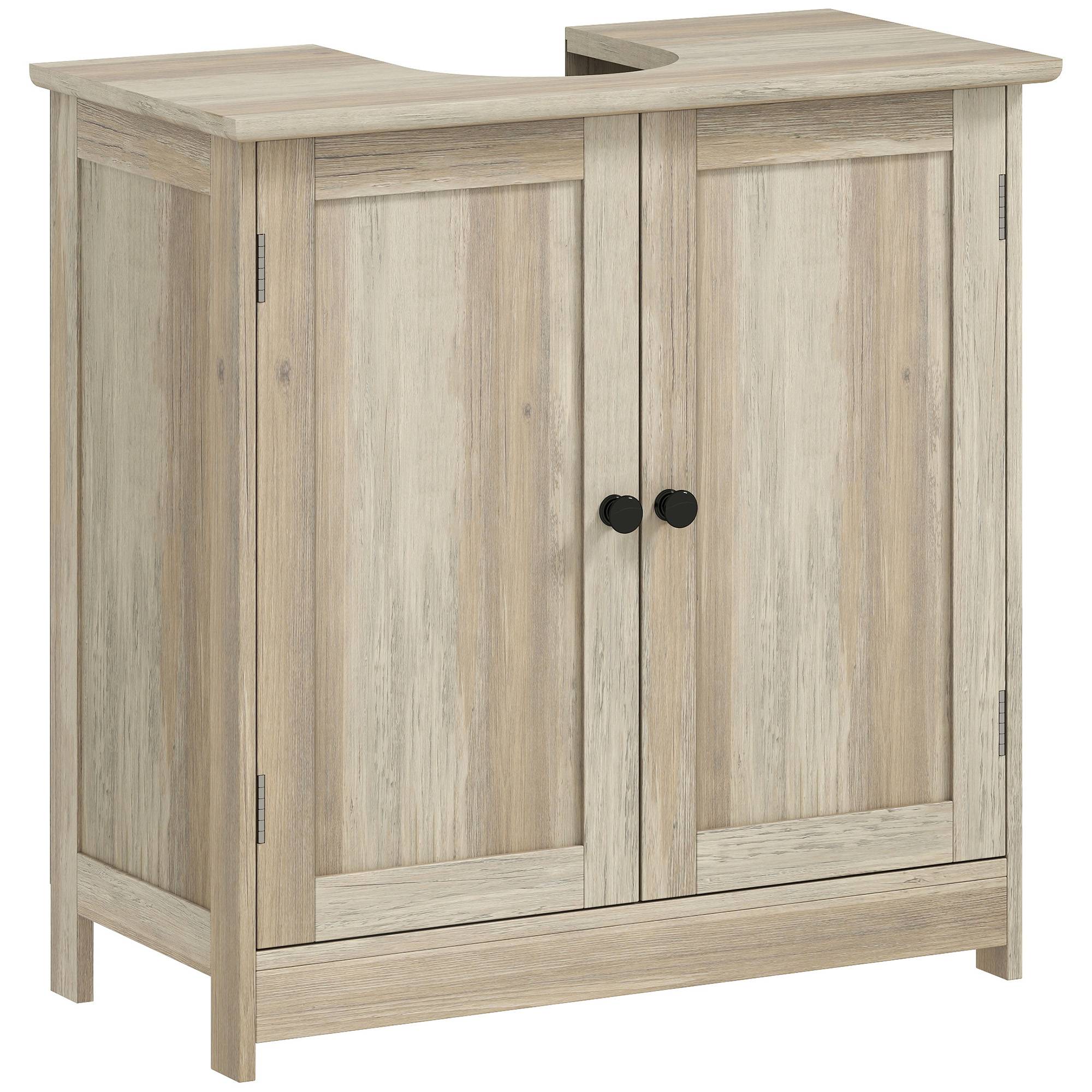 Sans Marque - Meuble sous Lavabo Salle Bain Placard 2 Portes Étagère réglable Anti-Humidité 60x30x60 cm Gris - Image 1