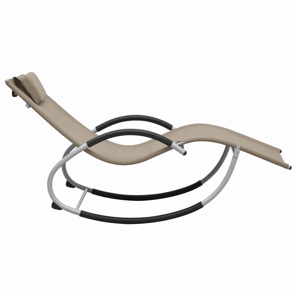 Helloshop26 - Transat chaise longue bain de soleil lit de jardin terrasse meuble d'extérieur avec oreiller taupe textilène - Image 3