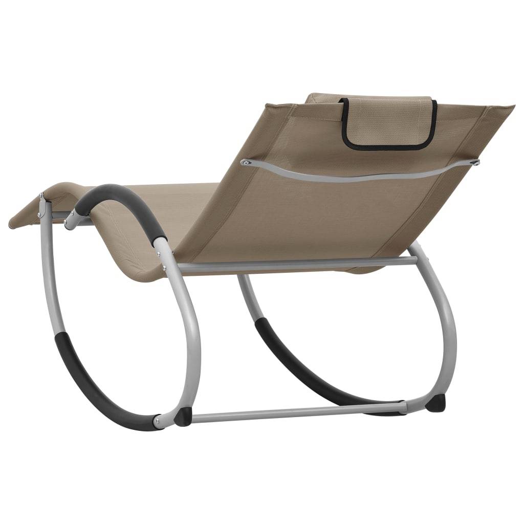 Helloshop26 - Transat chaise longue bain de soleil lit de jardin terrasse meuble d'extérieur avec oreiller taupe textilène - Image 4