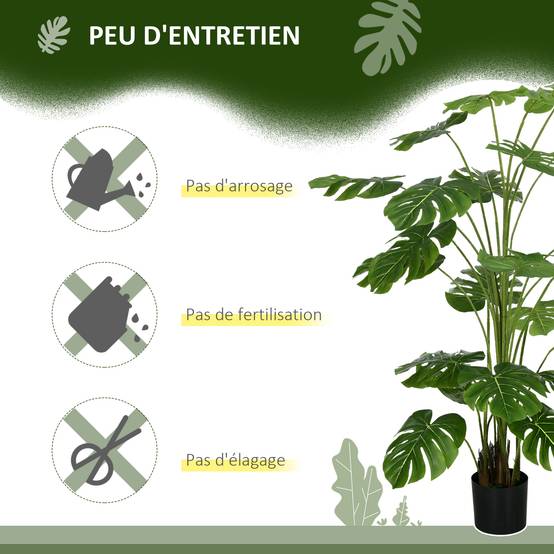 Grande Plante Artificielle Monstera Plastique Décoration Intérieur 180cm Vert - ComfortXL Outdoor Living - Image 8
