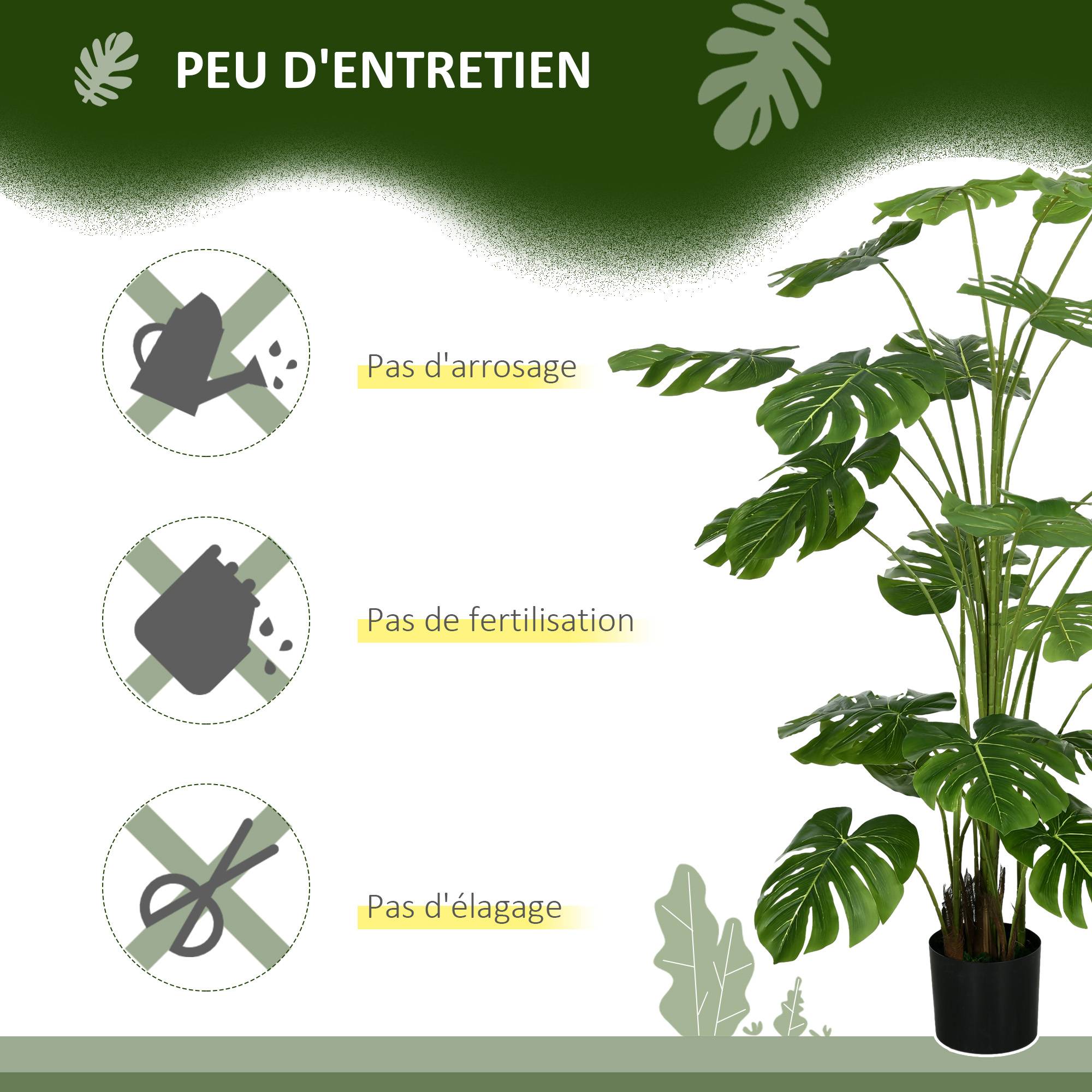 Grande Plante Artificielle Monstera Plastique Décoration Intérieur 180cm Vert - ComfortXL Outdoor Living - Image 8