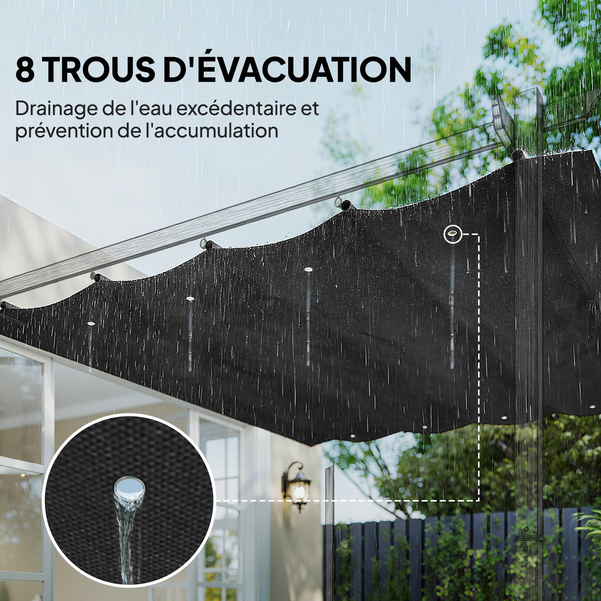 Toile de toit de rechange pour pergola toile de remplacement protection solaire Anti-UV 30+ pour pergola de 3 x 2 m - Image 8