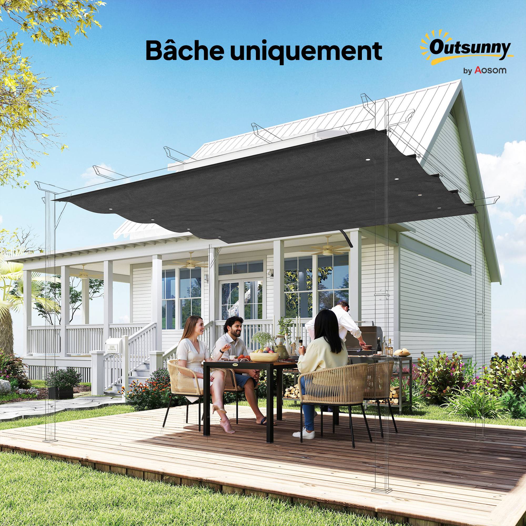 Toile de toit de rechange pour pergola toile de remplacement protection solaire Anti-UV 30+ pour pergola de 3 x 2 m - Image 10